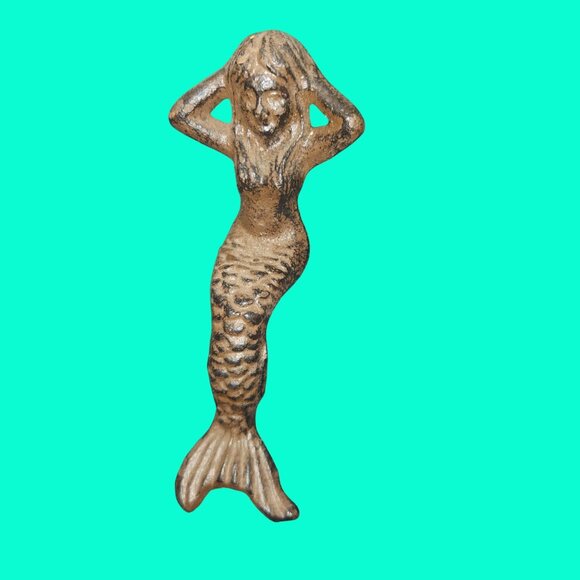 Mermaid-Shaped Cast Iron Shelf Sitter with Rustic Bronze Finish 2 3/8" H - Picture 3 of 8